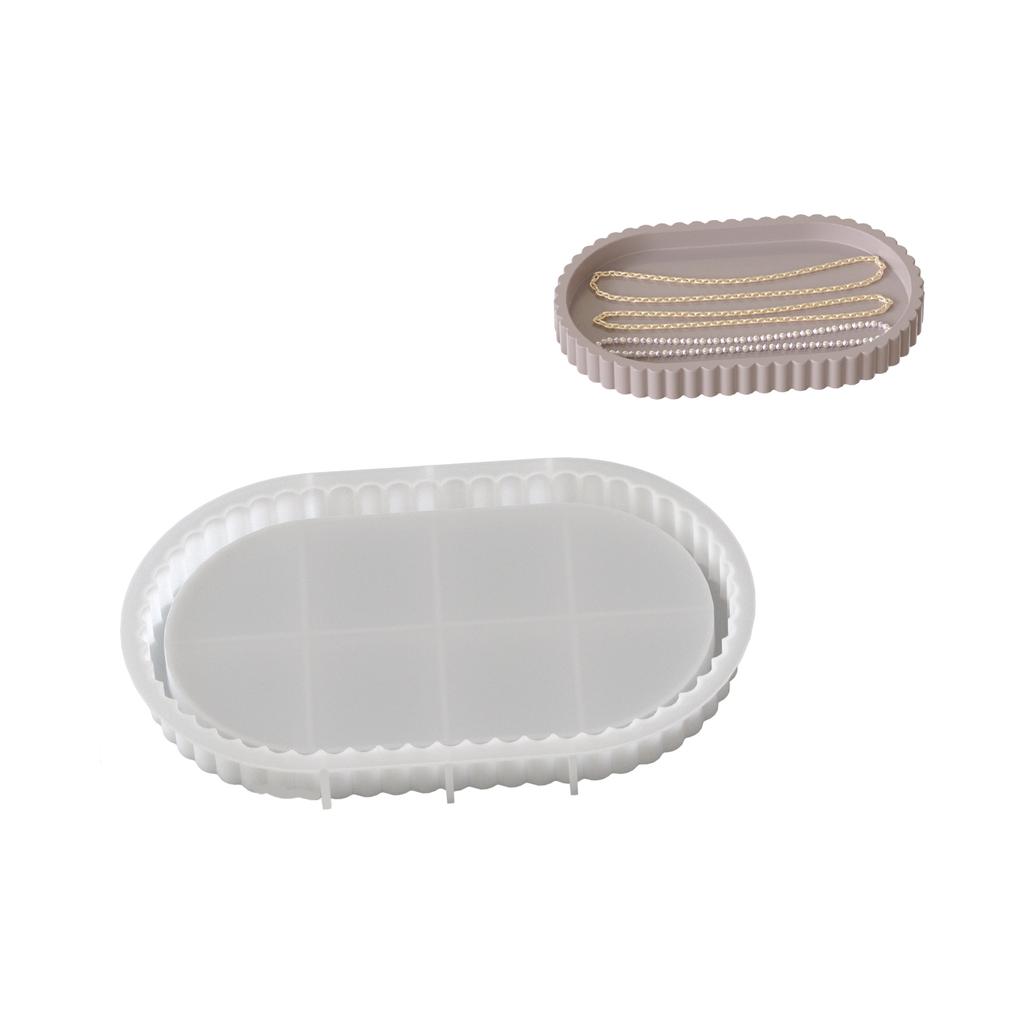 Creative Silicone Dish Coaster Mold Stylish Oval Striped Resin Mold For Artistic DIY Projects And Trinket Storage