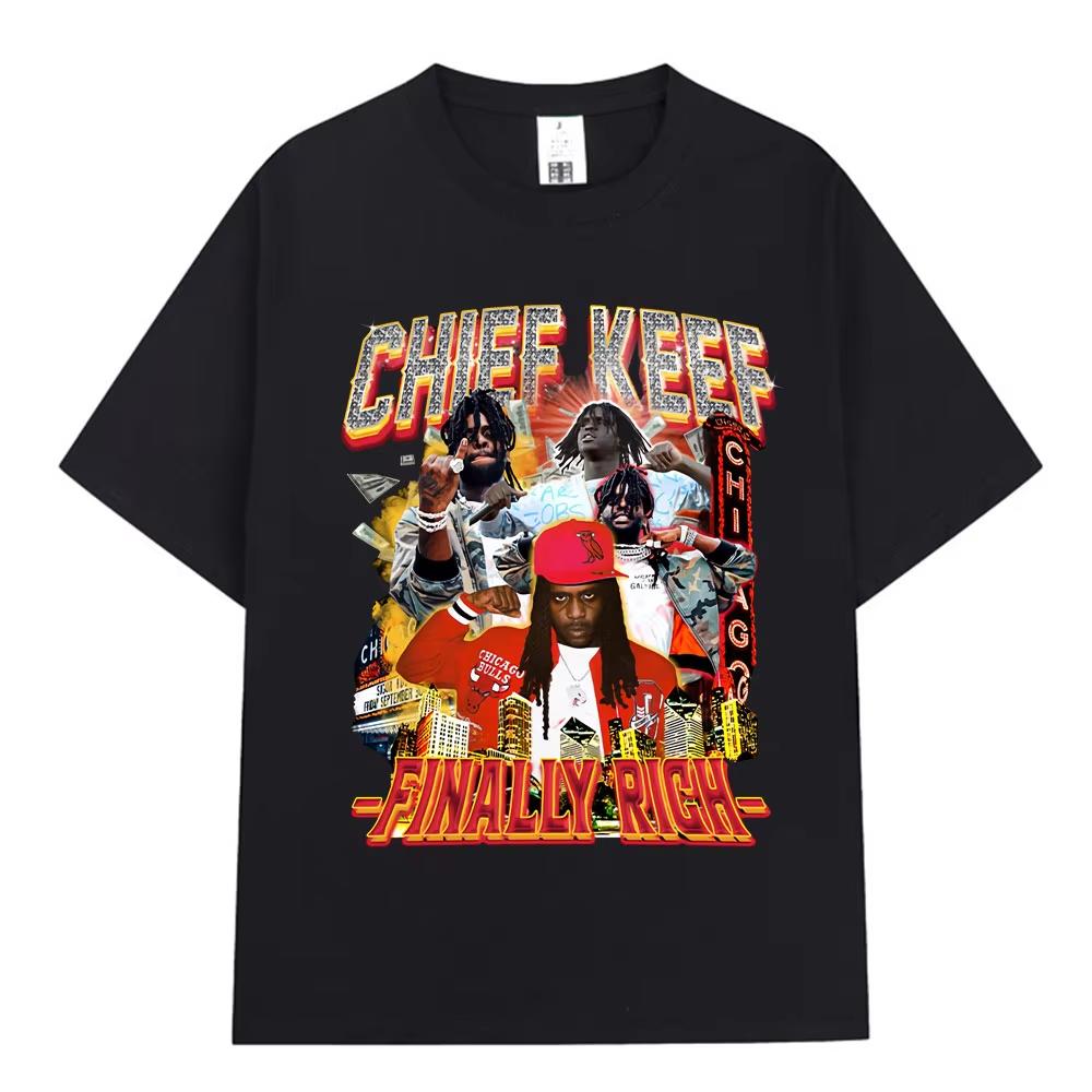 

Rapper Chief Keef Finally Rich Graphic T Shirt Men Fashion Hip Hop Short Sleeve T-shirt 100% Cotton Oversized T-shirts Top - ... S разноцветный