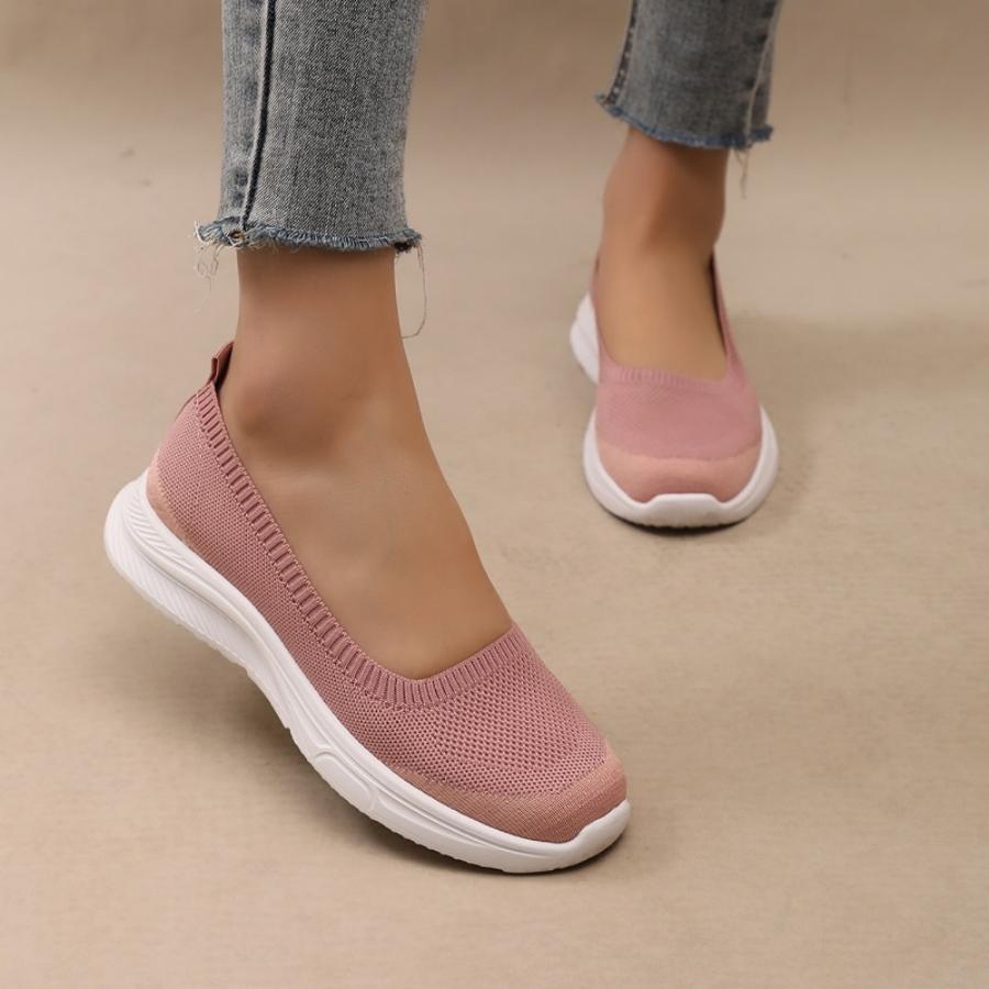 2025 Spring New Casual Soft-soled Fly-knitting Round Head Shallow Mouth Lazy One-pedal Mother Shoes In Stock