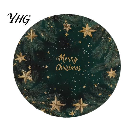 Non Slip Kitchen Decor Round Christmas Placemat, 14 Inch Festive Pattern Anti Tabletop Protector, Scald Table Cover Heat Insulation Place Mat