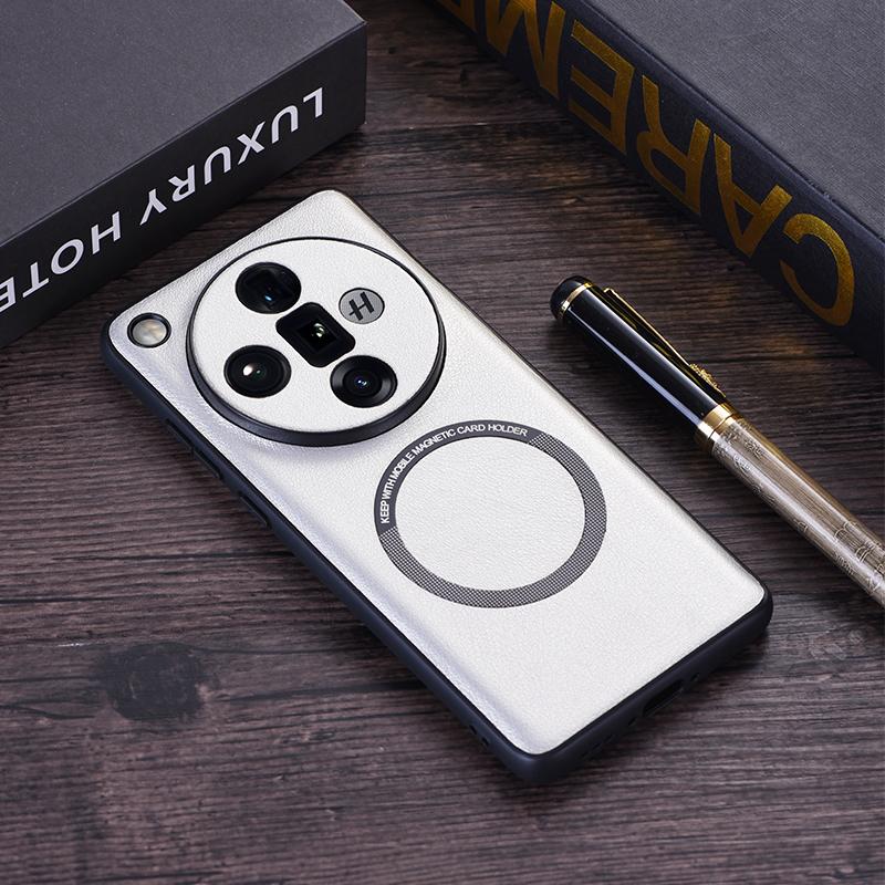 

Для Magsafe Magnetic PU Leather Phone Case для OPPO Find X7 Ultra Matte противоударный беспроводной защитный чехол для Find X7Ultra For Find X7 серебряный