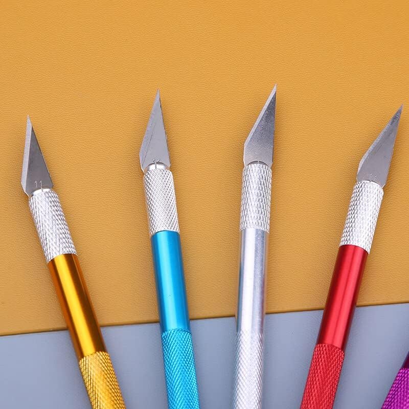 1pc Craft Knife Aluminum Alloy Rod Soft Grip Hobby Knife with 4pcs Spare Blades Carving Knife Pen for Modeling, Art Craft Knife