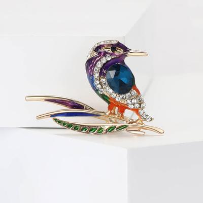 Fashion Single Item Alloy Rhinestone Woodpecker Brooch High-End Versatile Women'S Clothing Corsage Jewelry Pin