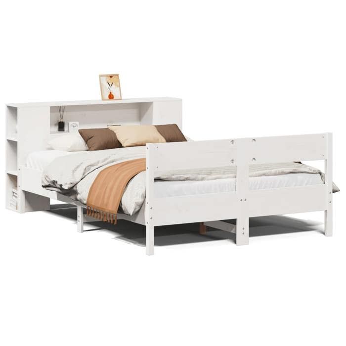 VidaXL Lit bibliothèque sans matelas blanc 120x200 cm bois pin massif 3322952