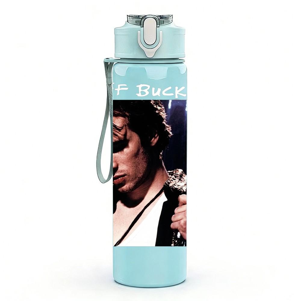 1PC Male Singer Portrait 750ml Sports Water Bottle Leakproof Straw Lid Outdoor Office Home