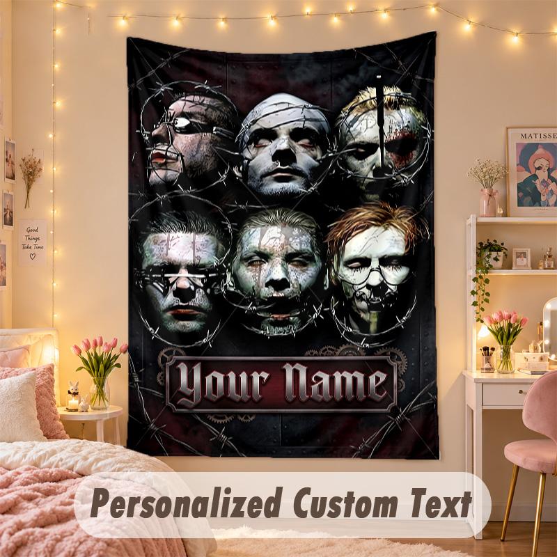 Custom Personalized Tapestry,Rammstein Print Custom Name Text Wall Art Hanging for Bedroom
