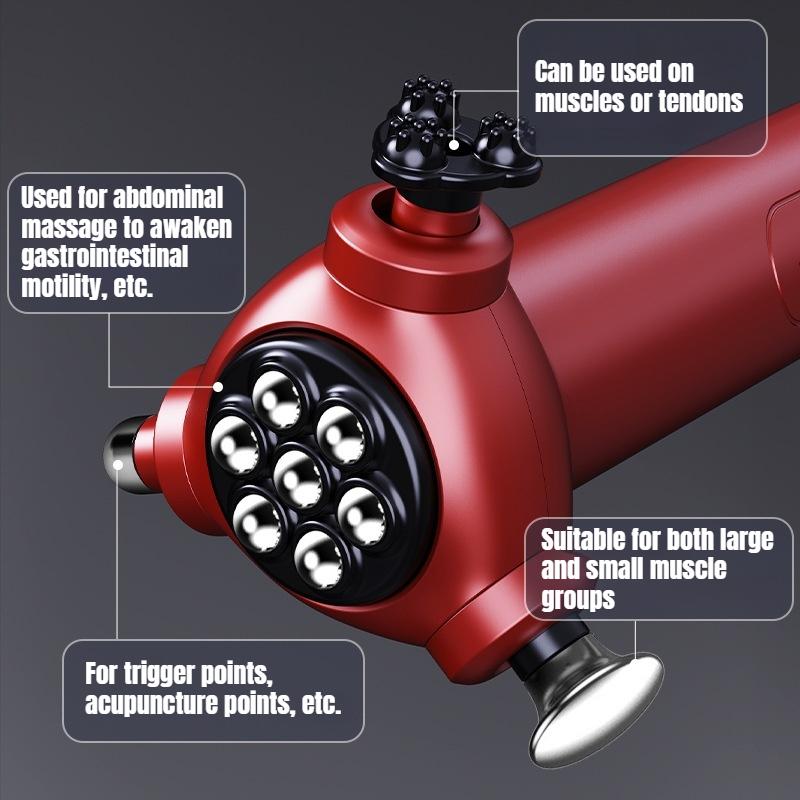

Многофункциональный магнитный массажер для живота с шариками, фасциальный пистолет, трехсторонний глубокий, высокочастотный вибрационный массажный пистолет, фасциальный пистолет Type c charge красный
