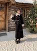 2025 Winter Women's Plus Size Slimming Fur Collar Jacket & Belted Skirt Set