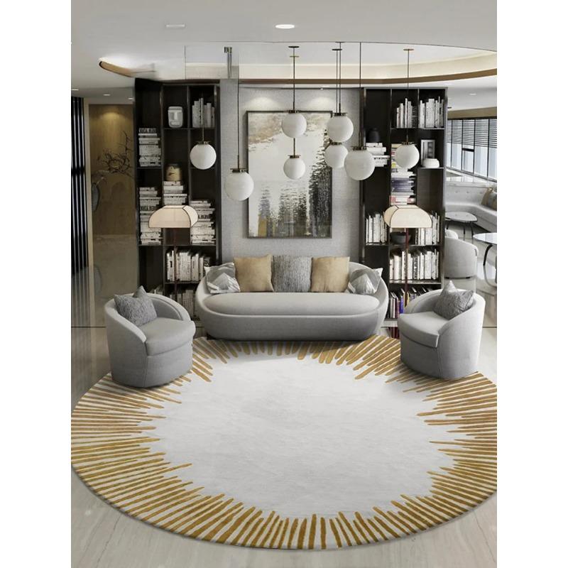 Minimalist Geometry Round Carpet Fluffy Soft Living Room Decor Light Luxury Circle Rugs for Bedroom Large Area Round Study Mat