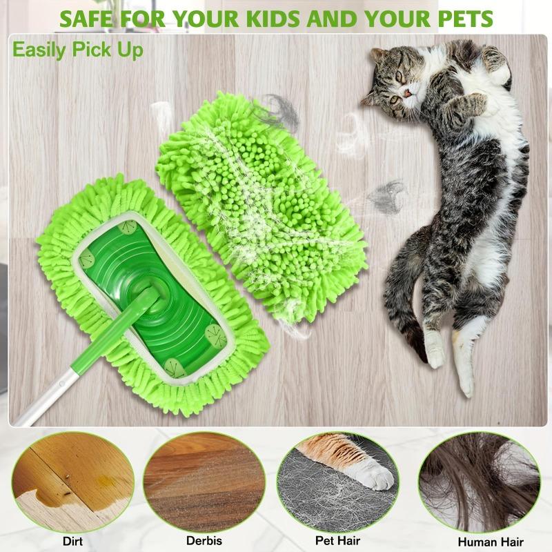 4PC Washable Microfiber Mop Pads Reusable Cleaning Cloths Super Absorbent Woven Fabric Mop Replacement Pads Suitable for Both Dry and Wet Use