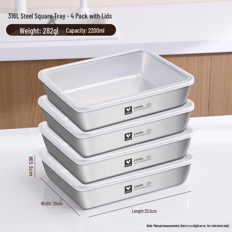 ZISIZ 316 Stainless Steel Square Basin with Lid