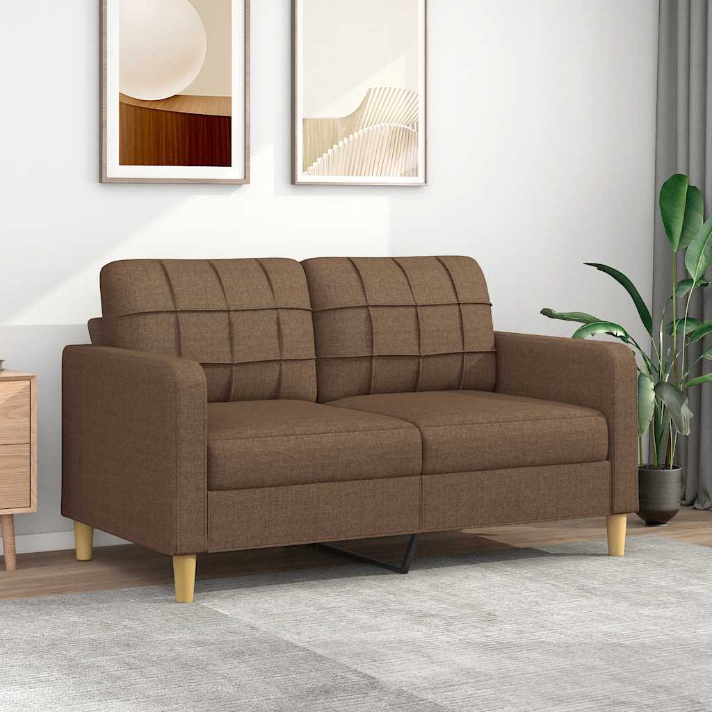 2 Seater Sofa Brown 140 cm Fabric