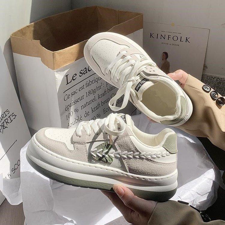 Levandulové fialové bílé boty pro ženy Nové studentské pohodlné a neformální boty s velkou hlavou Boty se speciálním designem