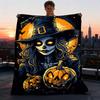 1pc Witch Print Throw Blanket Polyester Fiber, Lightweight Flannel, Soft & Warm, All Season Use for Outdoor, Camping Digital Print