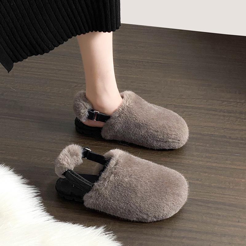 Korean version of Mao Mao slippers women wear platform Internet celebrity Doudou shoes velvet cotton shoes large size women s slippers 41-43 33 3935₽