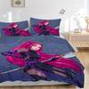 Pink-Haired Warrior with Dual Swords Bedding Set - 3 Piece Comforter Cover Gift for Bedroom,Includes No InsertB137