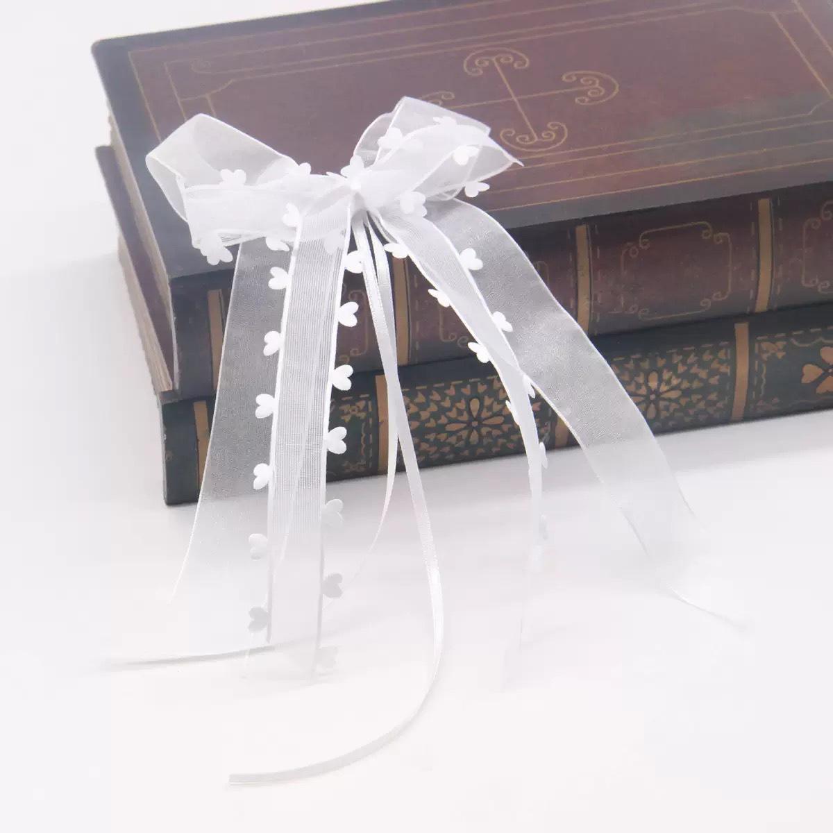 

Peach Heart Gauze Ribbon Bows for Party, Wedding, Car Decoration, Gift Box Packaging