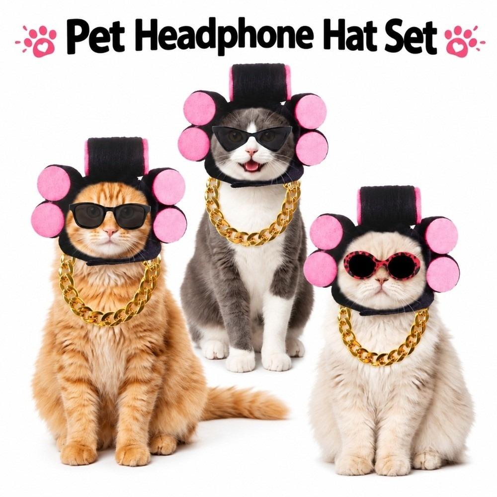 Curl Hair Roller Wig Pet Wig Headgear Lightweight Design Pet Gold Chain Prop Family Fun Gathering