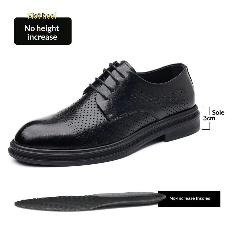 Herren Hohl Atmungsaktiv Oxfords 6cm/8cm Innere Höheneinstellung Formell Business Anzugschuhe Hochzeit Bankett Leder Hohes Schuhwerk