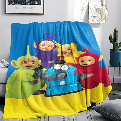 1Pc Teletubbies Print Flannel Blanket, High Quality Comfortable for All Seasons, Home Decor, Warmth and Comfort, Perfect for Christmas Gifts