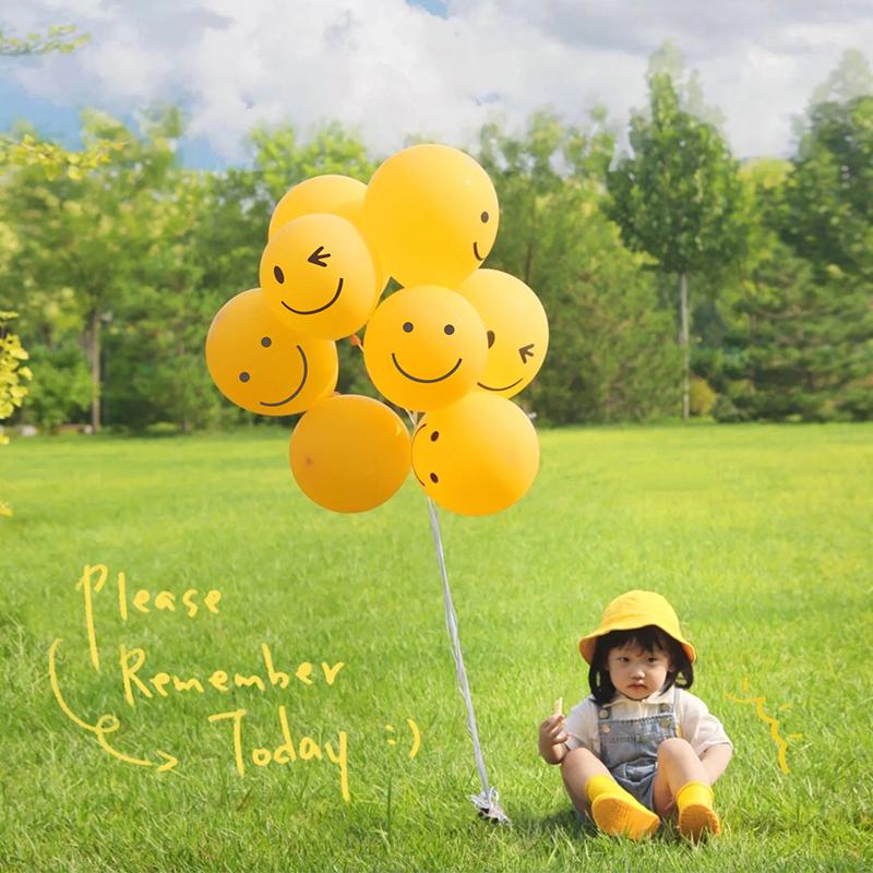 Smiley Face Number Balloons for Kids' Outdoor 2nd Birthday Party Decorations & Photo Props