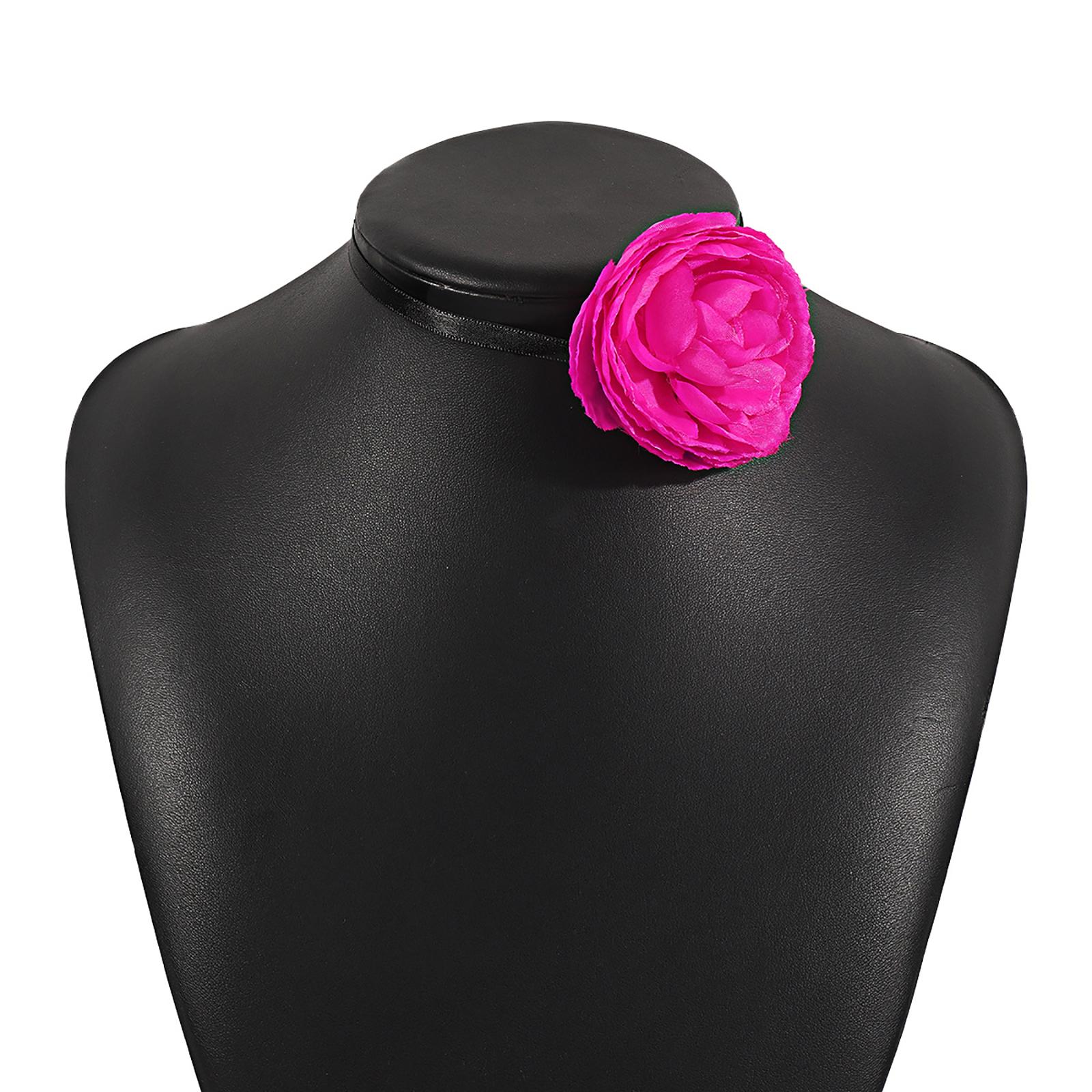 

Уникальное ожерелье-чокер с цветами ручной работы, изысканная цепочка-воротник с цветком, тканевый воротник в винтажном стиле для женщин и девушек горячий розовый