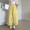 High Waist Loose Casual Women Pants Solid Color Fashion Wide Leg Pants Female Summer Nine Point Pants 2025