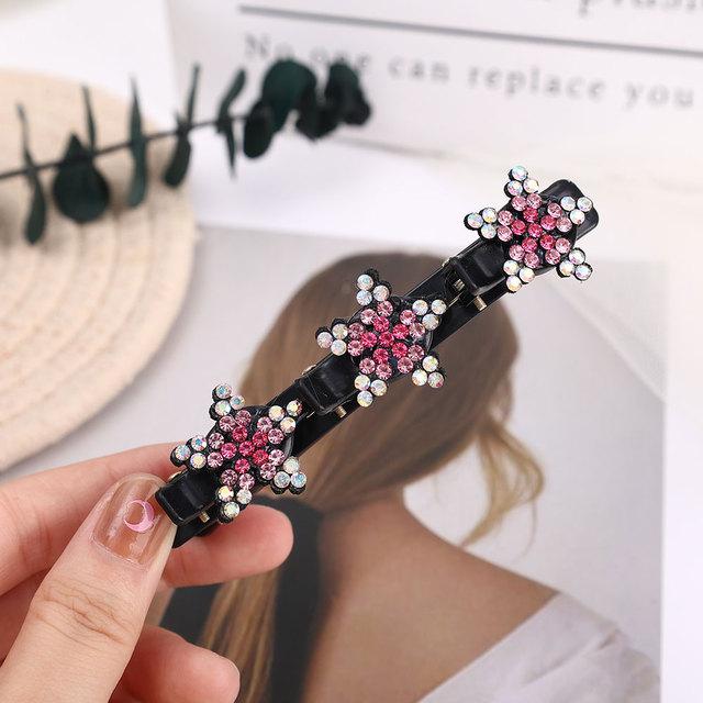 Módní křišťálové květiny Sponky do vlasů pro ženy Dívky Kamínky Copánky Sponky do vlasů Ofina Boční spona Barrettes Korejské vlasové doplňky