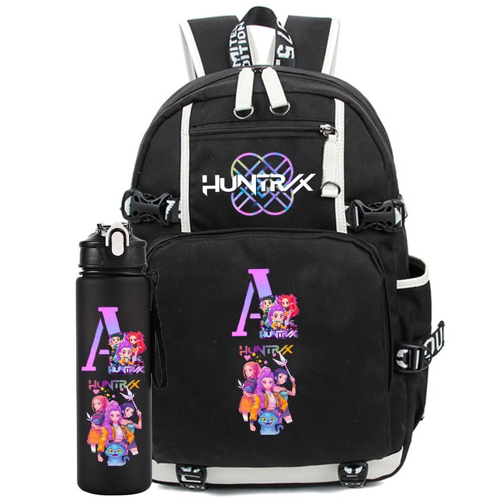 2 ks/sada Kreslený K-Pop batoh s 750ml lahví na vodu Velkokapacitní školní taška na notebook Studentský chlapec dívka Školní taška Cestovní taška