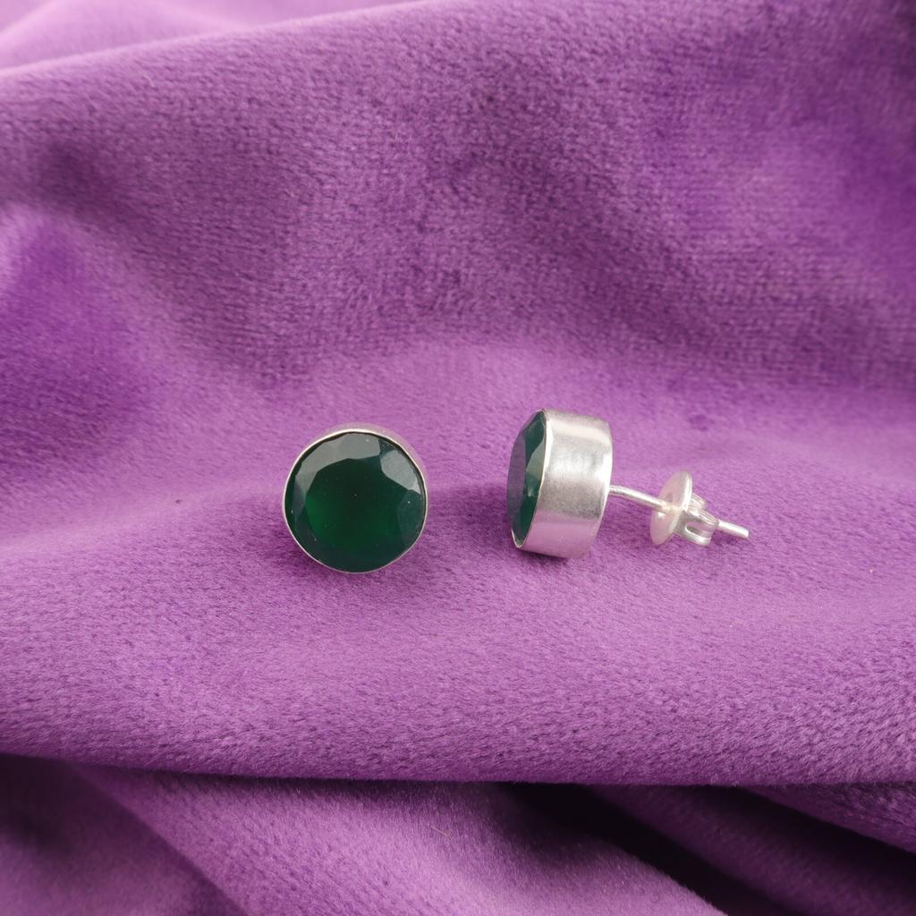 Green Onyx Gemstone 925 Silver Butterfly Stud Post Sisters Gift Earrings Jewelry EE-150-19