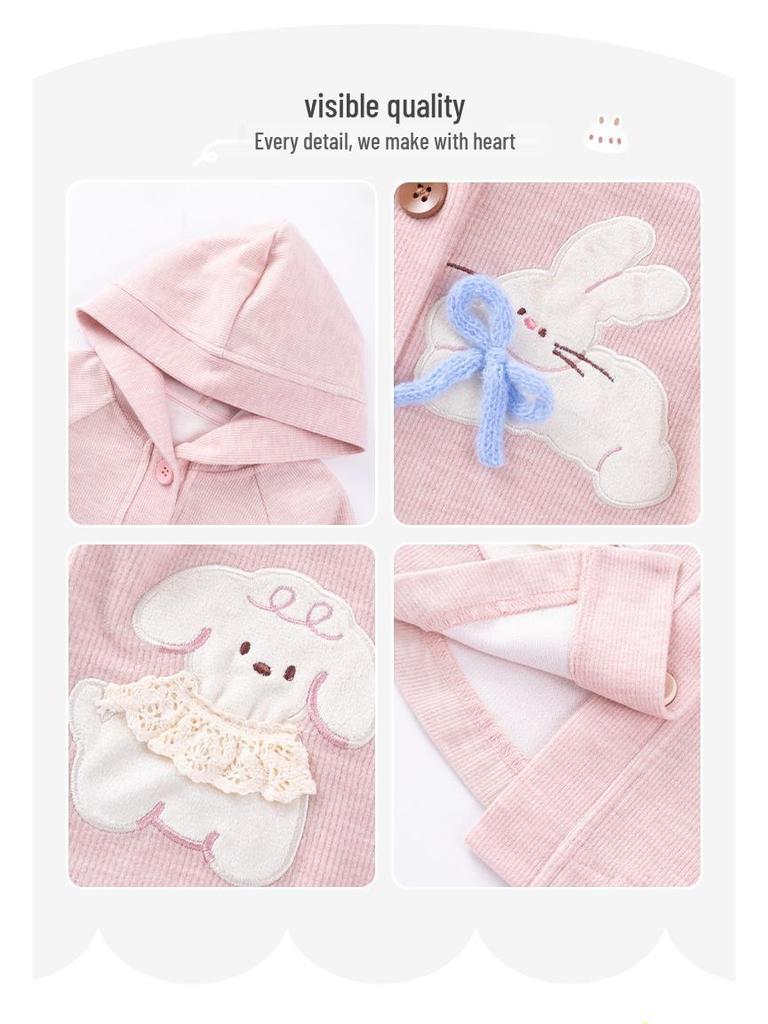 2025 Spring & Autumn Stylish Girls' Hooded Cardigan - Korean Baby Outerwear