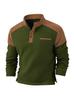 Men's Waffle Corduroy Sweatshirt Winter Stand Collar Long Sleeve Casual Top with Fake Pockets