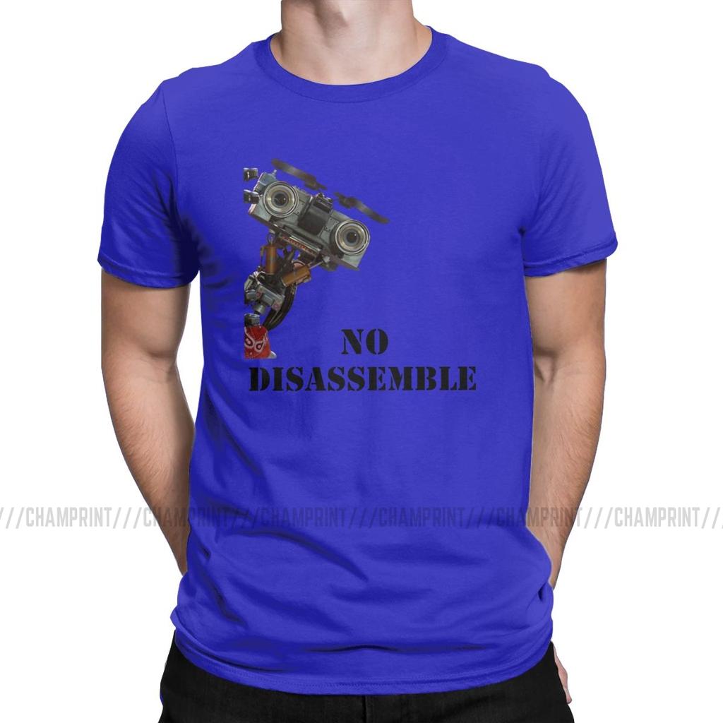 Men TShirt Short Circuit No Disassemble Casual Tee Shirt Johnny 5 80s Retro Robot Movies T Shirts O Neck Clothing Printing