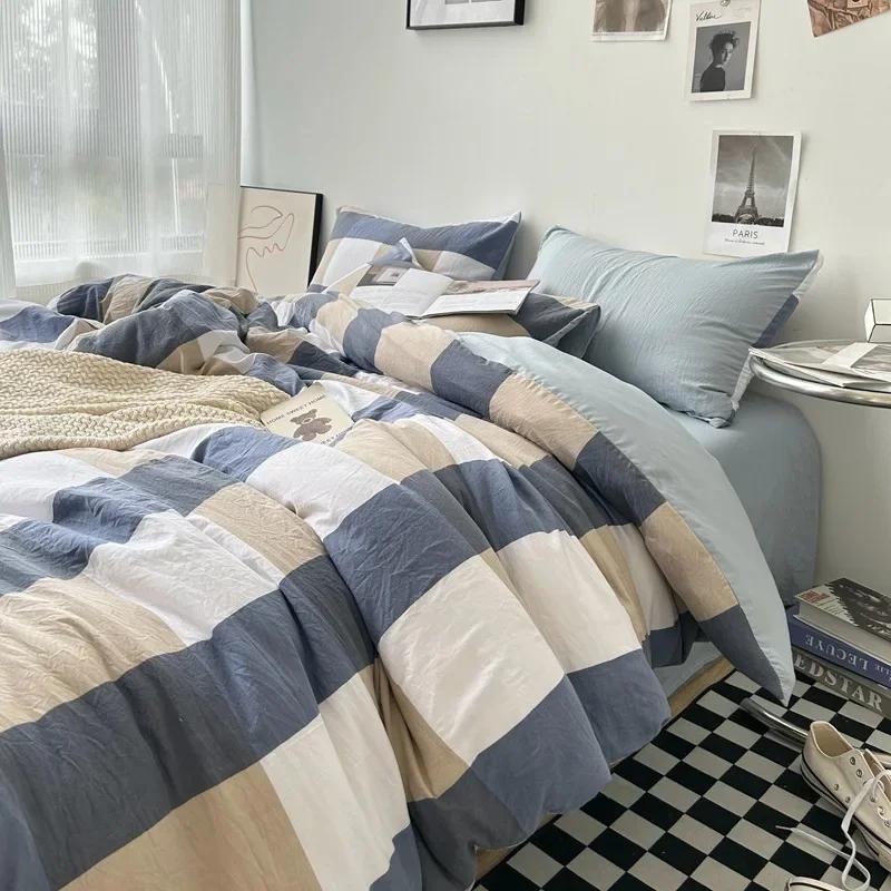 

Stripe Bedding Comforter Set with Pillowcase bed sheet Single Full Size Bed Linen Duvet Cover Set Queen/King Double Single Bed 3pcs 150x200cm