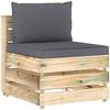 Central Sectional Sofa - vidaXL - Impregnated Pine Wood - 3-seater - Outdoor - Anthracite and Brown