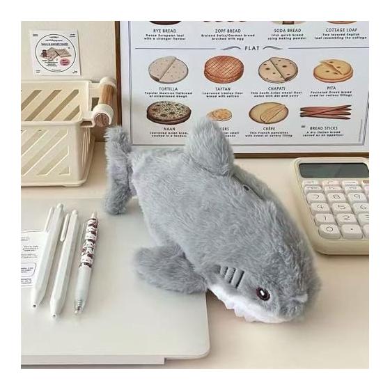 Plush Pencil Case, Cute Shark Stuffed Pencil Case, Convenient, Dustproof, Durable and Lightweight, Animal Pencil Case, Large Capacity, Pencil Case,