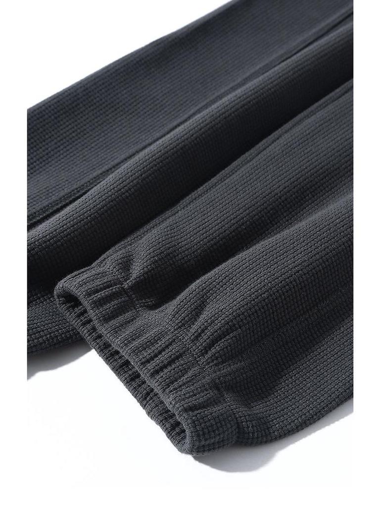 Women's High-Waisted Waffle Harem Pants - Loose, Cuffed, Casual Style for Spring and Autumn
