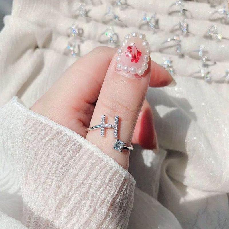 Shining 26 Letters Adjustable Rings For Women Charm Jewelry Gift