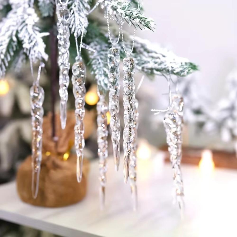 Acrylic Christmas Tree Ornaments Crystal Clear Party Holiday Decor New Icicle Decorations