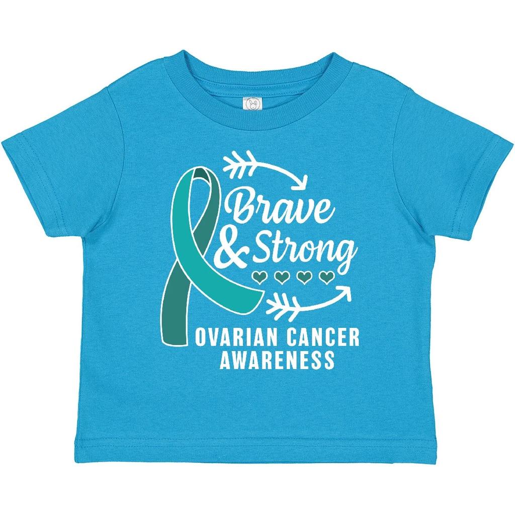 Inktastic Ovarian Cancer Awareness Brave And Strong With Arrows Toddler T-Shirt