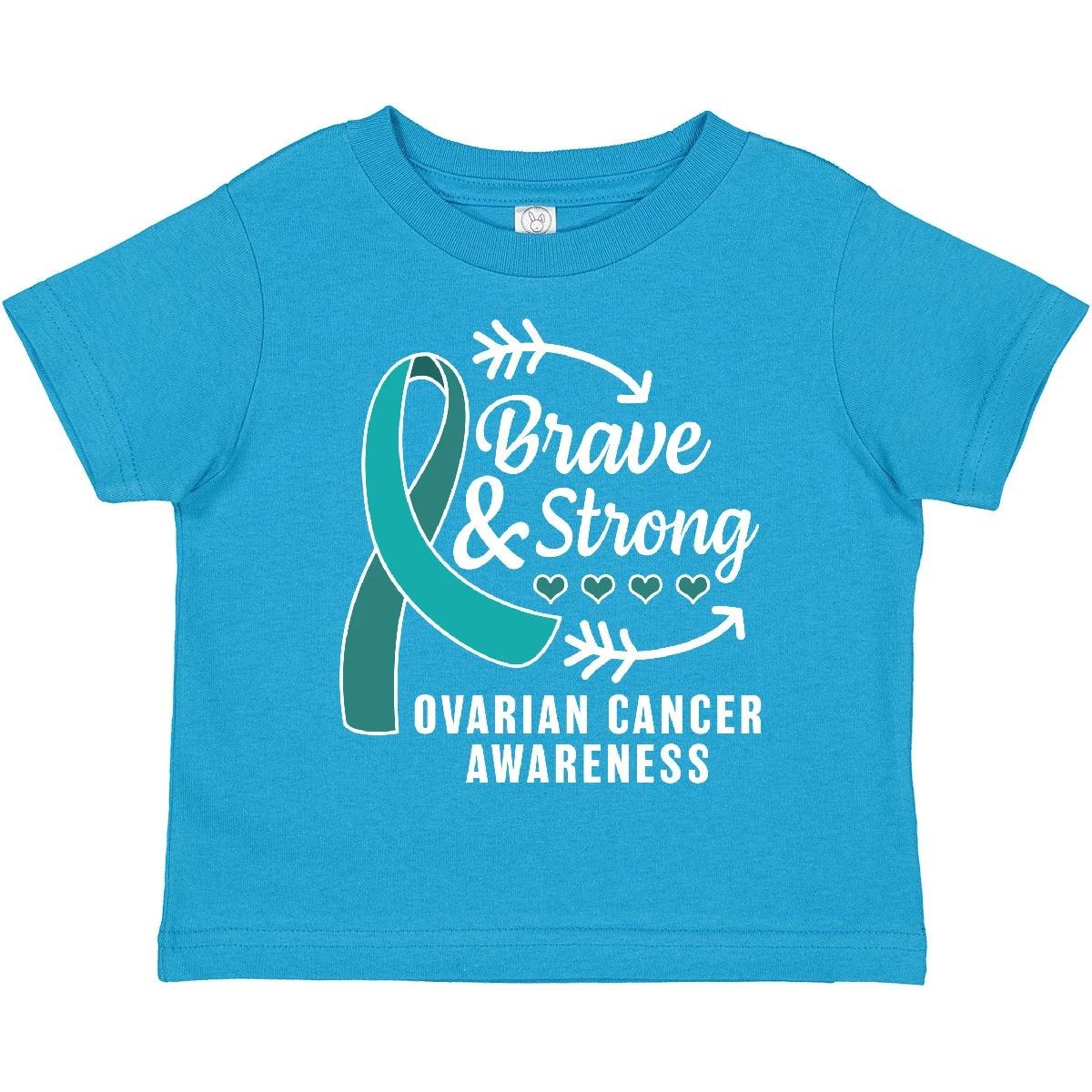 Inktastic Ovarian Cancer Awareness Brave And Strong With Arrows Toddler T-Shirt 100