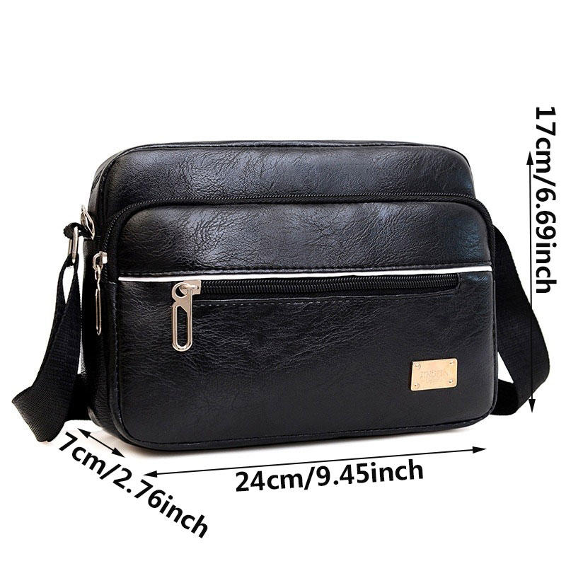 Fashion Men Messenger Bags PU Leather Handbags for Man Male Crossbody Bag Casual Storage Shoulder Bag Zipper Direction Random