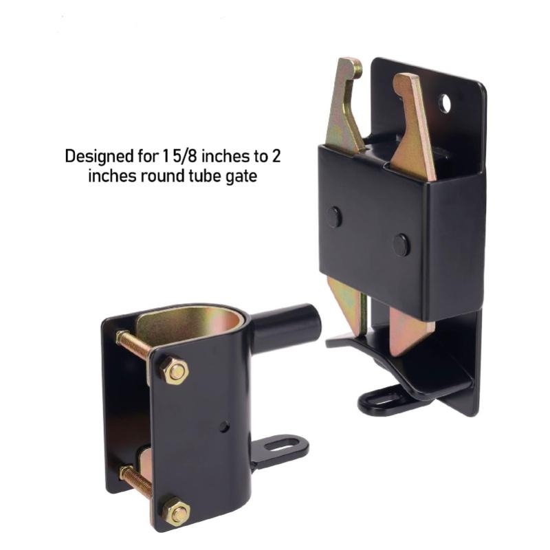 2 Way Gate Latch Lockable Anti Sag Sturdy Construction Black Farm Gate Latch For 1 5/8in To 2in Round Tube Gate