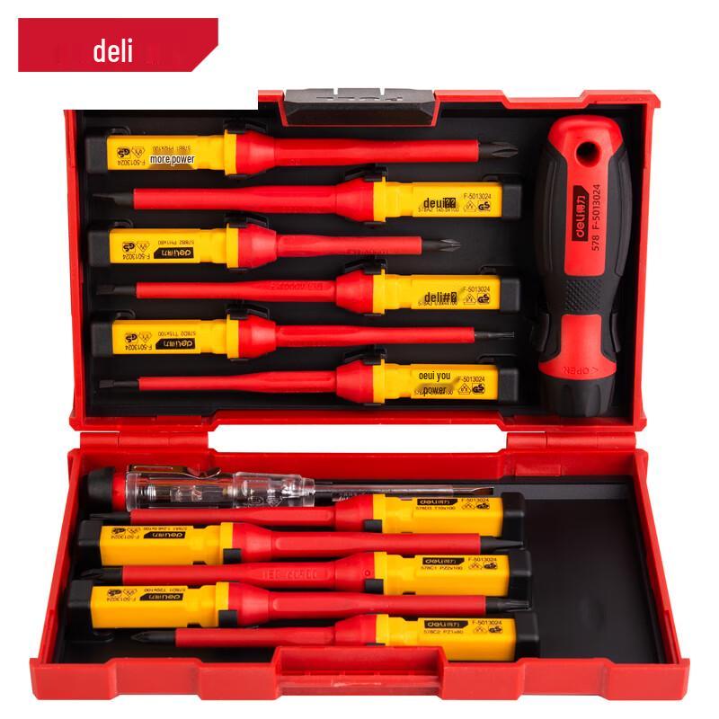 Deli 12-piece Insulated Interchangeable Screwdriver Set