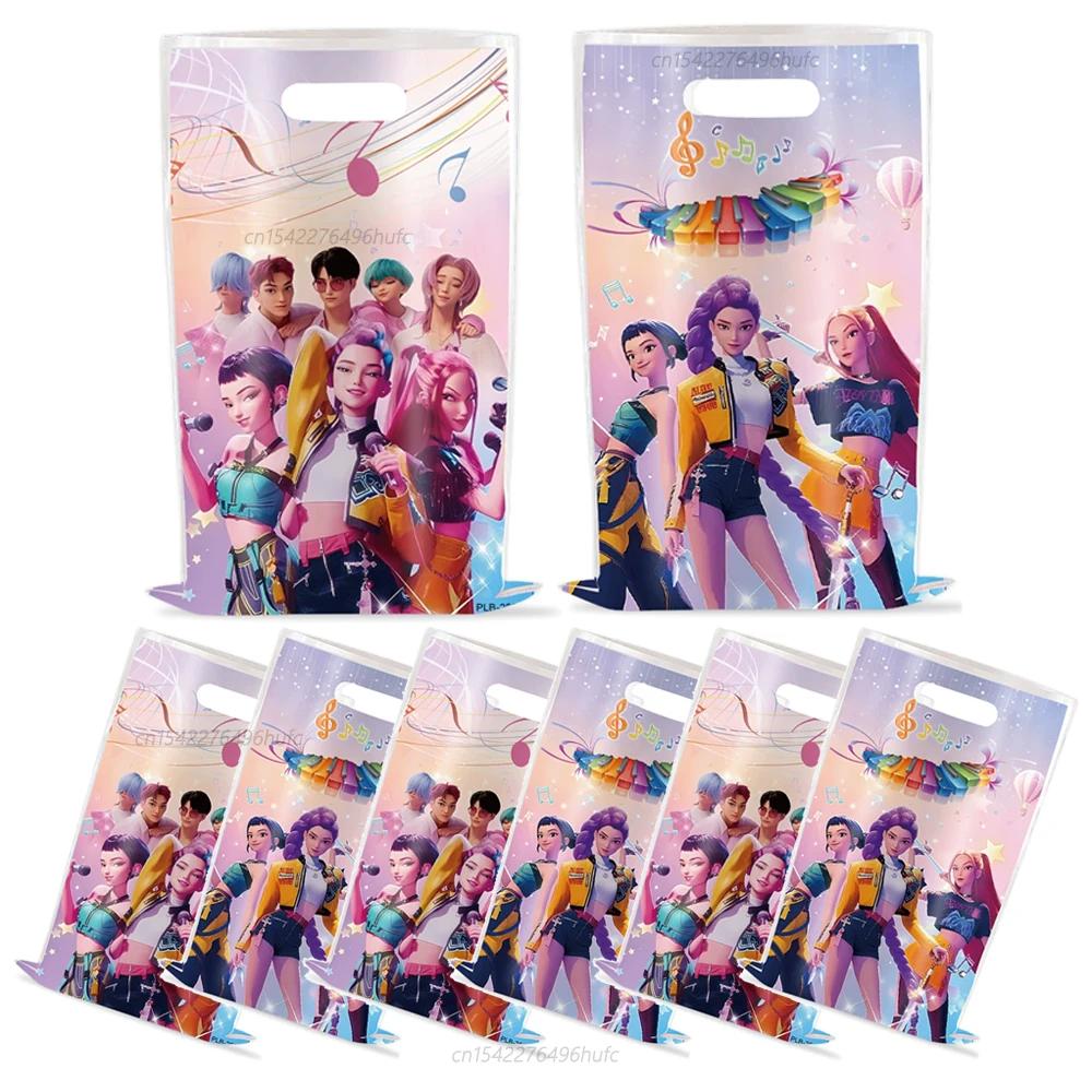 10Pcs Demon Hunters Gifts Bags Disposable Candy Bag for Kids Theme Birthday Party Supplies Goody Bags Favors Baby Shower