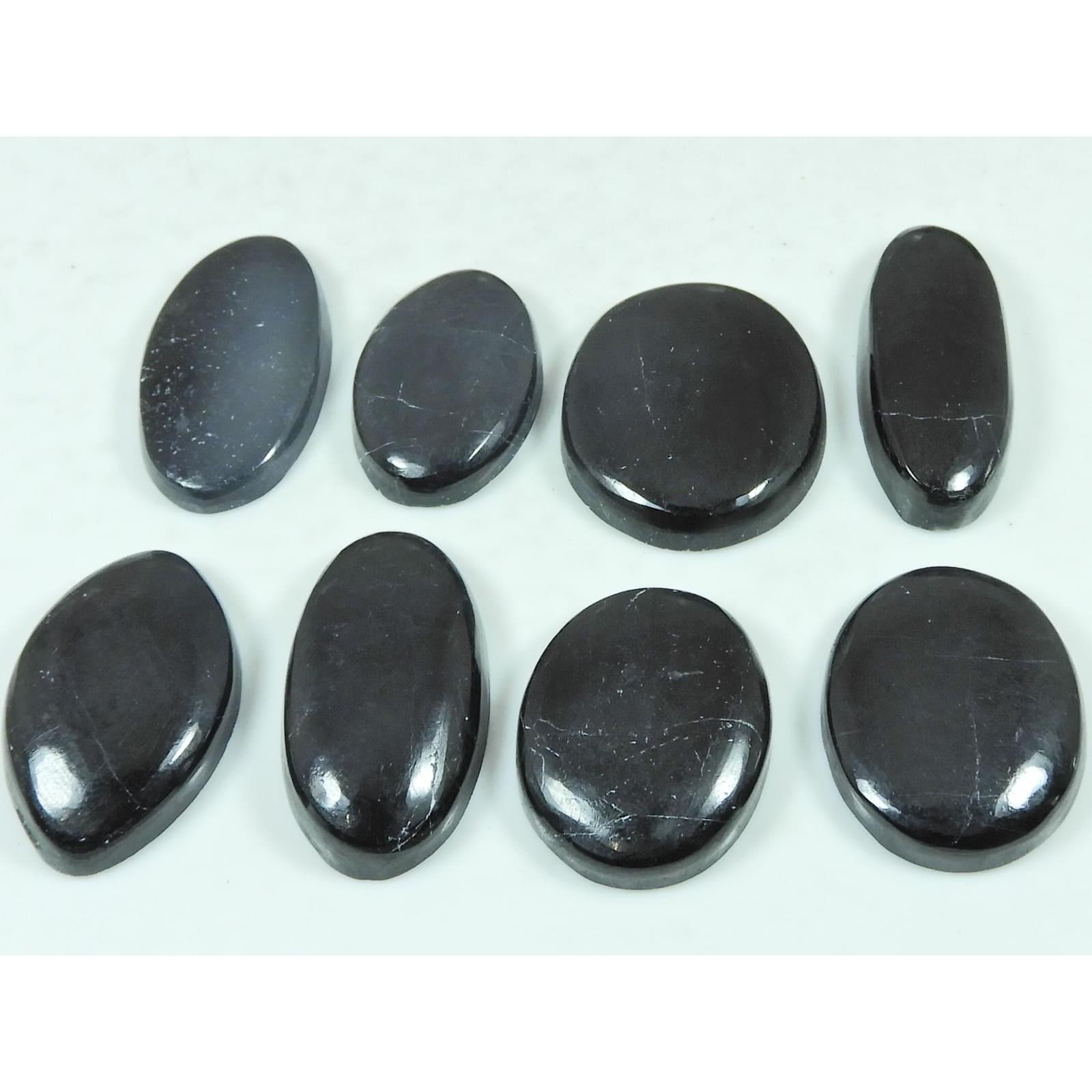 184Cts.Natural Black Tourmaline Oval Shape Cabochon Loose Gemstone 08Pcs Lot C-2905