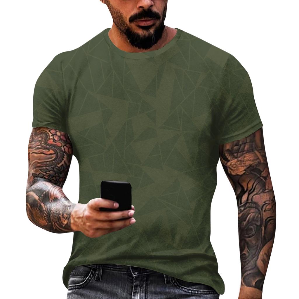 Men's Casual Loose Fit Short Sleeve T-Shirt Gradient Print Crew Neck Lightweight Soft Fabric Summer Wear