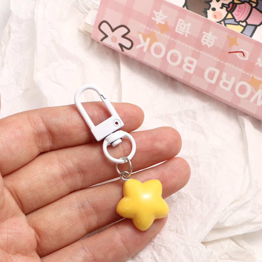 Pentagram Chubby Milk Yellow Star Keychain Stars Yellow Pink Stars Keychain Keyring Girls Gifts