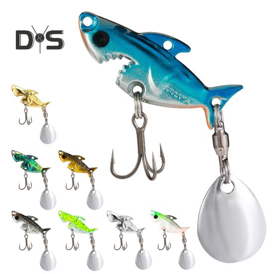 3.8CM/10G Metal Shark Fishing Lure with Spinner Sequin Treble Hooks Long Casting Artificial Hard Bait Freshwater Saltwater Trout Bass Fishing