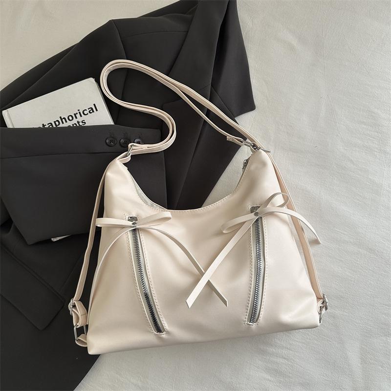 Retro Large Capacity Soft Leather Tote Bag With Knot Casual Double Shoulder Bag Trendy Sle Women'S Handbag